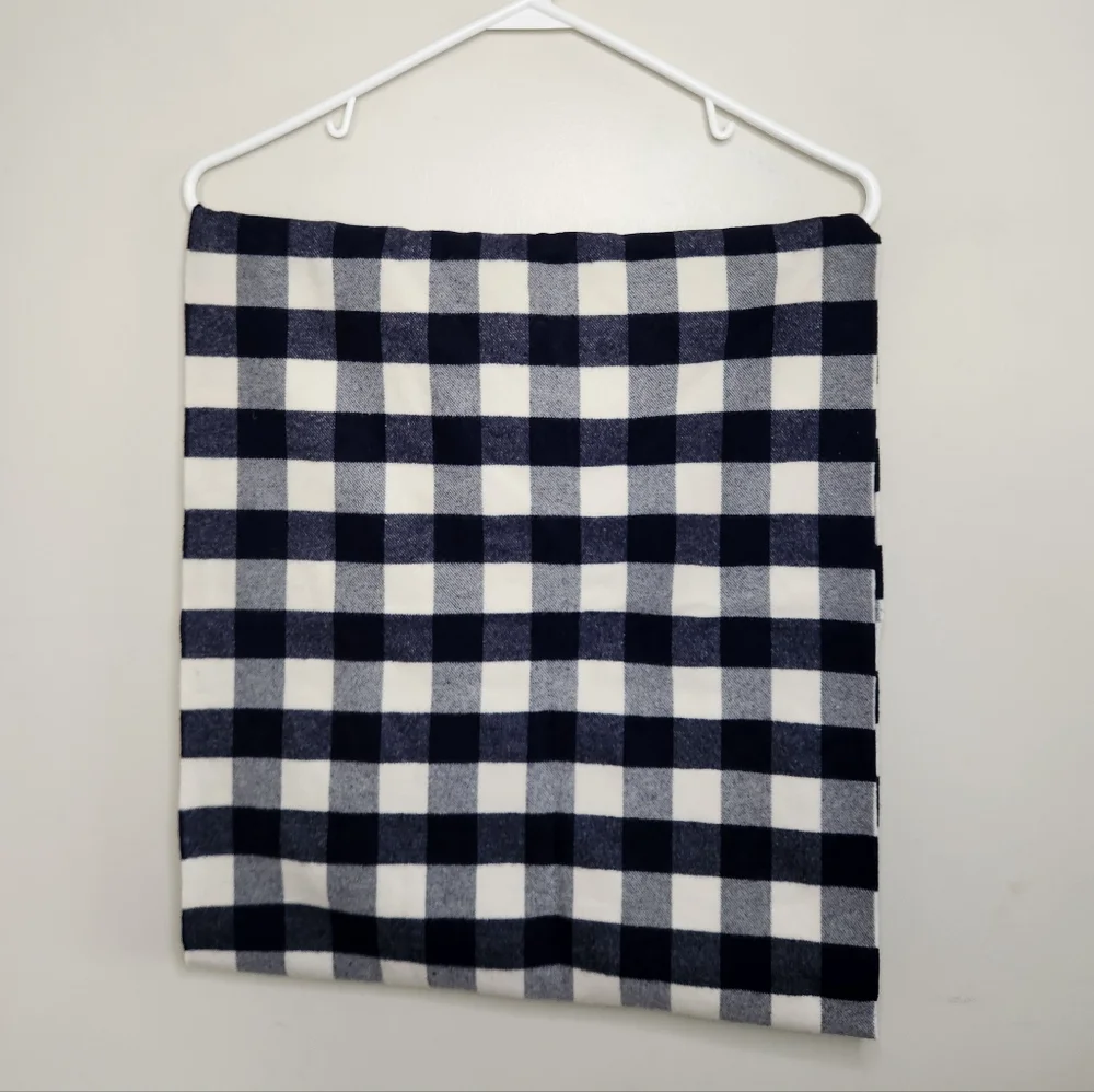 Navy Blue & White Plaid Infinity Scarf